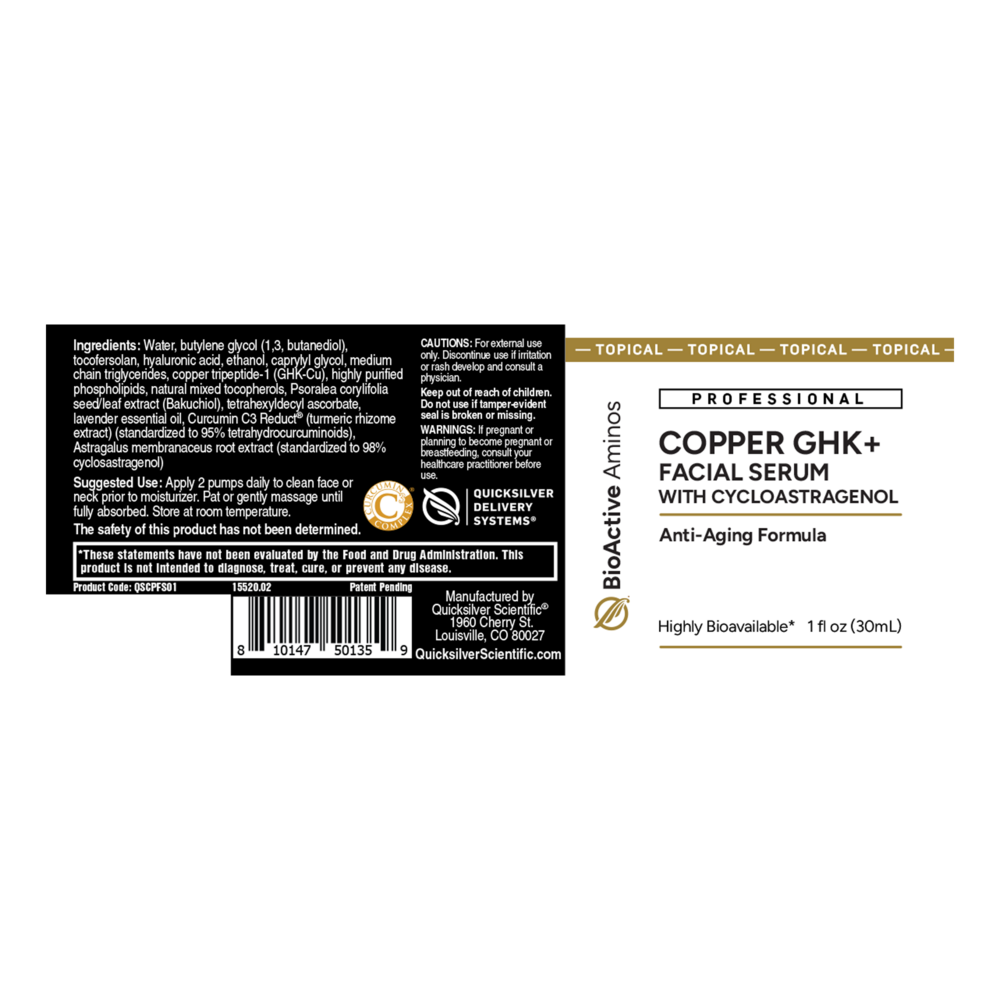 Copper GHK+ Facial Serum with Cycloastragenol