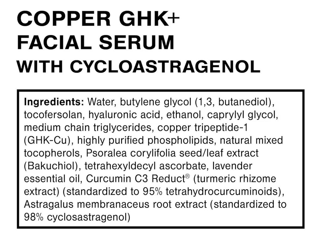 Copper GHK+ Facial Serum with Cycloastragenol